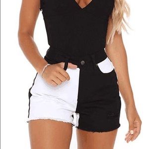 NWT Fashion Nova Colorblock Denim Shorts, Small